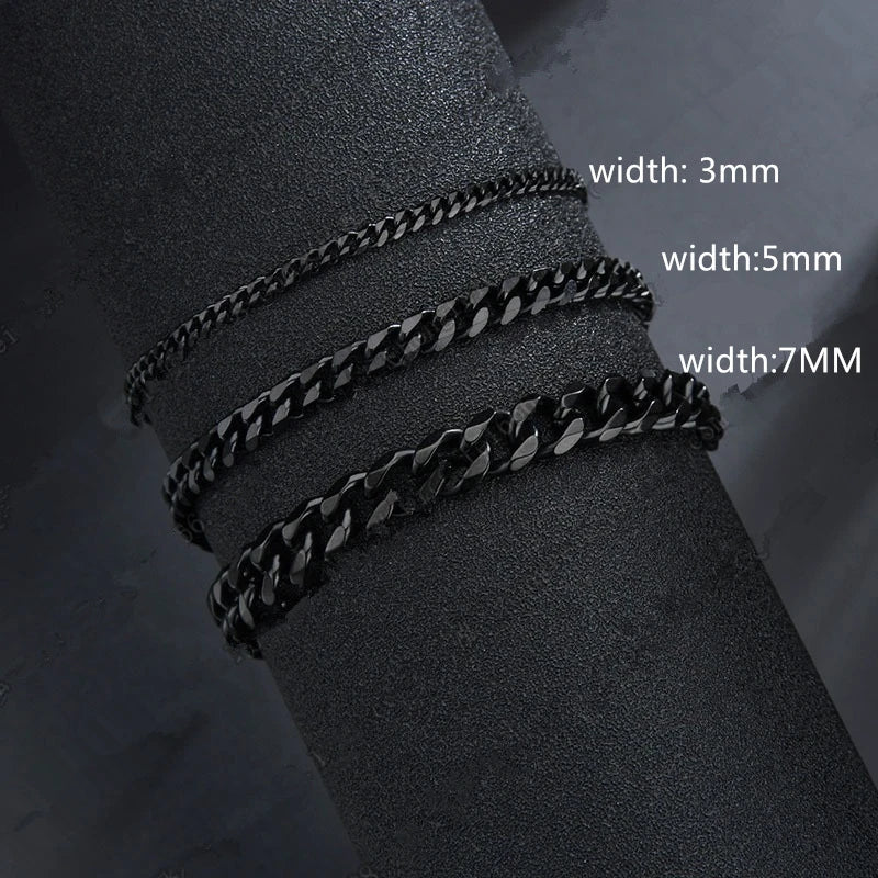 Black Bracelet Cuban Chain Design