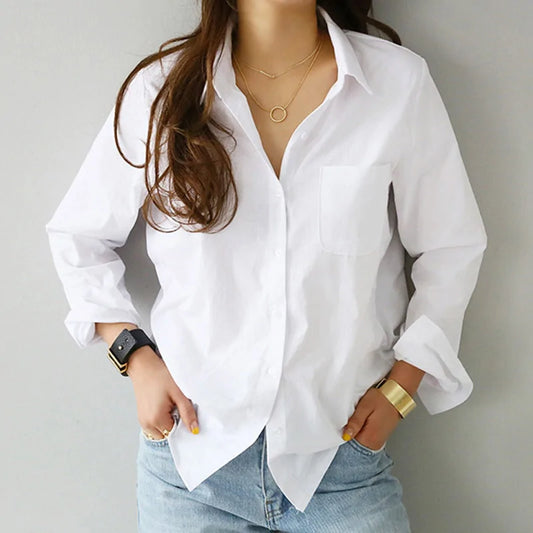 Women White Shirt Female Blouse Tops