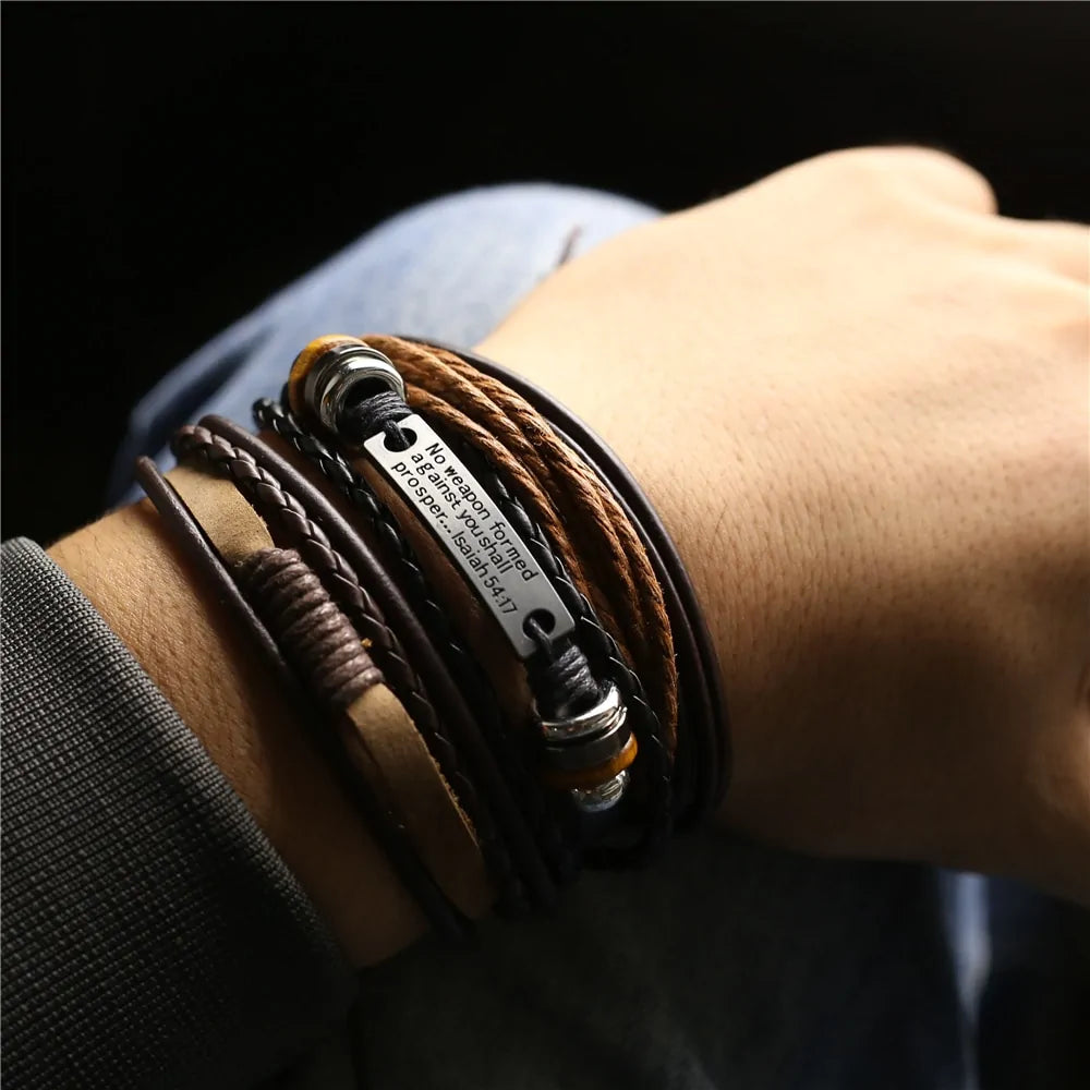 Leather Bracelets Men Bangles