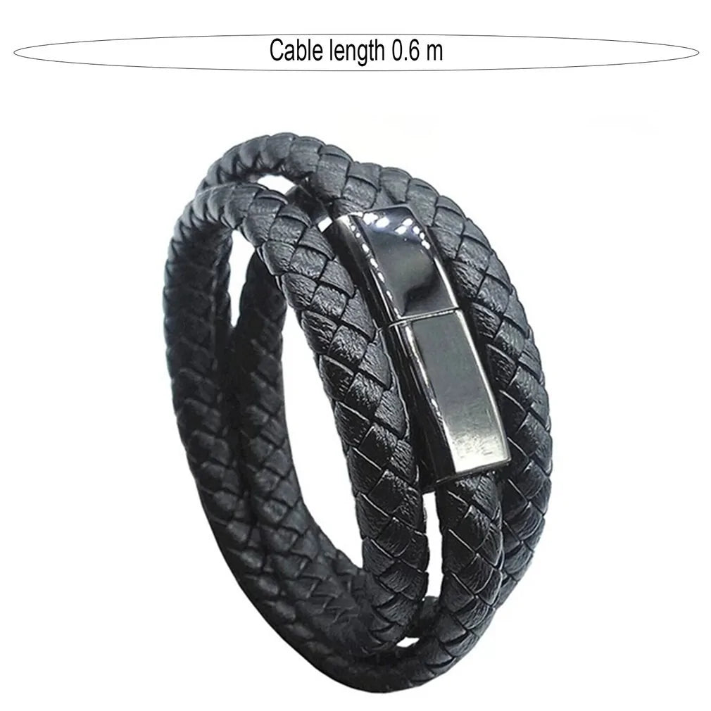 USB Leather Charging Braided Bracelets